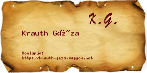Krauth Géza névjegykártya