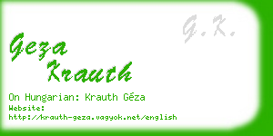 geza krauth business card